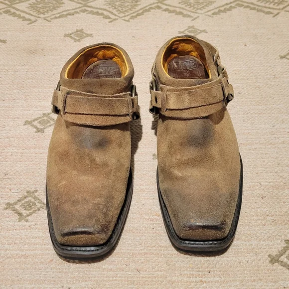 Frye Tan Leather Mules with Buckle Detail - Picture 2 of 8